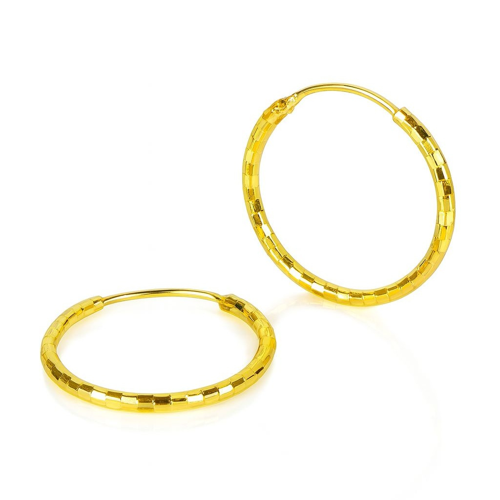 BECHTGOLD ,,Golden Mosaic" Kleine runde 14K vergoldete Damen Creolen aus 925er Silber