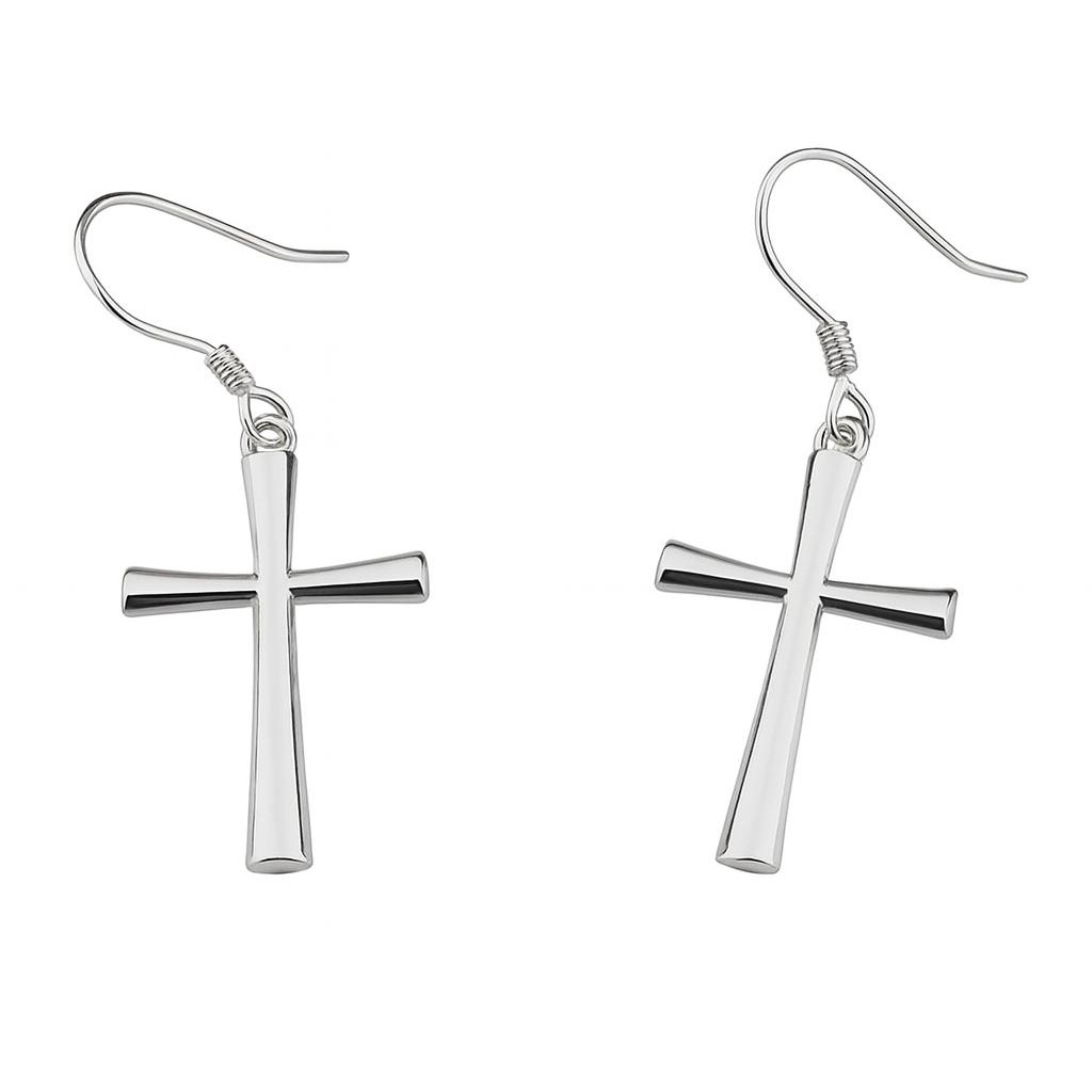 BECHTGOLD 925 Silber Kreuz Hängeohrringe Damen